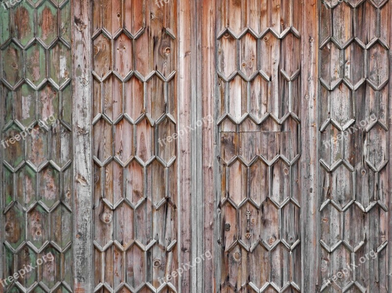 Door Old Wood Marquetry Worn