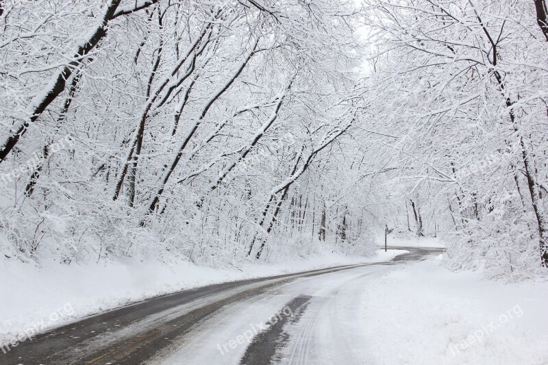 Snow Snowy Road Winter Nature Cold