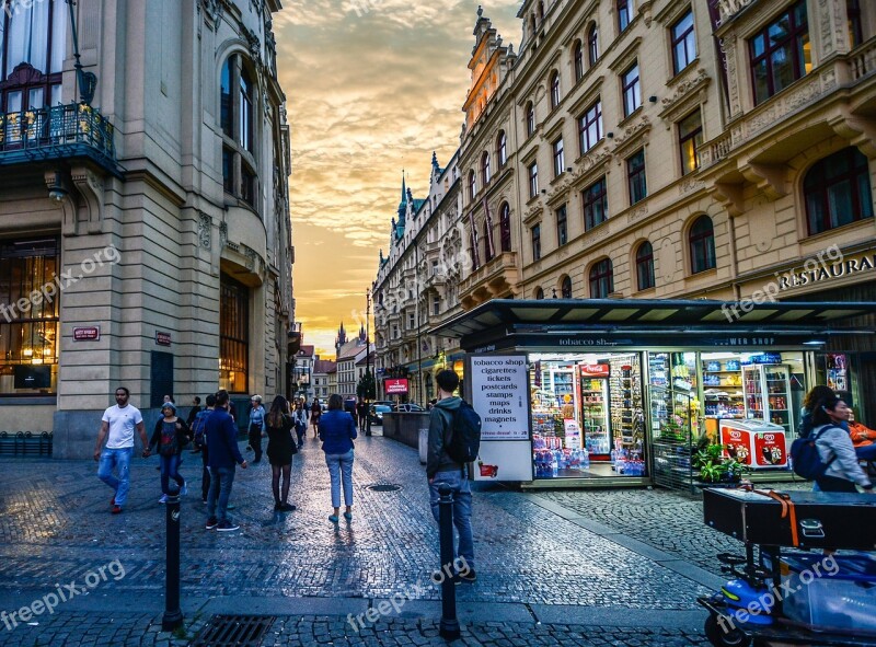 Prague Twilight News Stand Czech