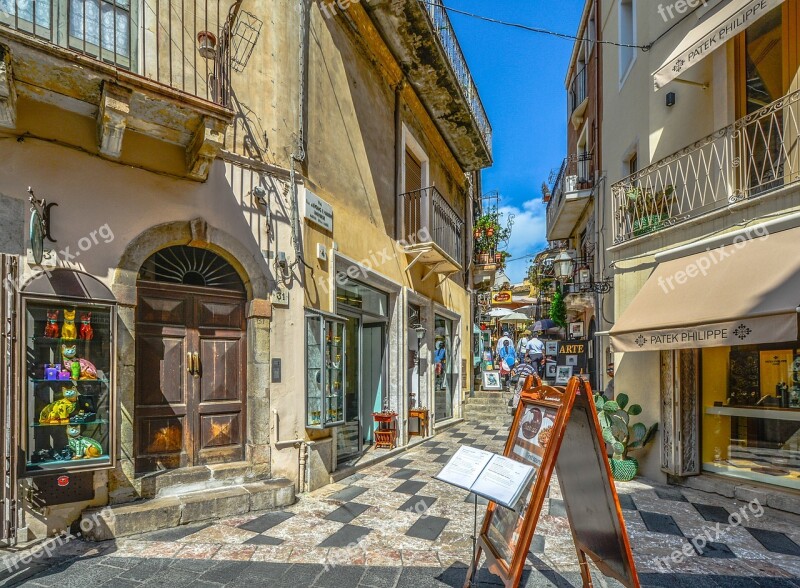 Taormina Sicily Shop Town Tourist