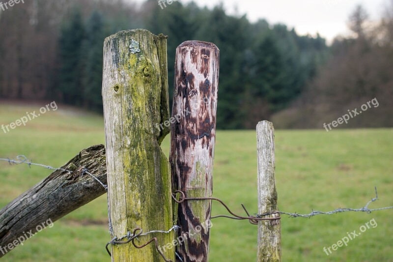 Fence Pile Post Fence Post Pasture