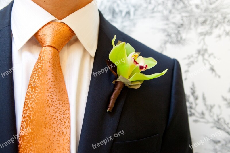 Wedding Groom Flowers Men's Suit Orchid