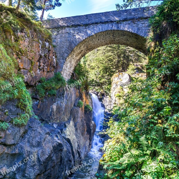 Nature Waterfall Landscape Rock Bridge