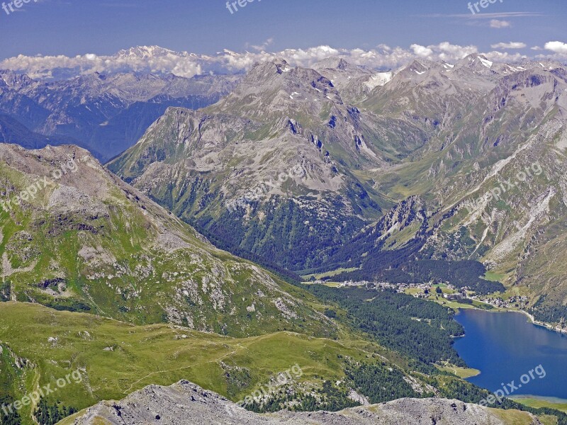 Switzerland Oberengadin Maloja Pass Lake Sils High Inntal