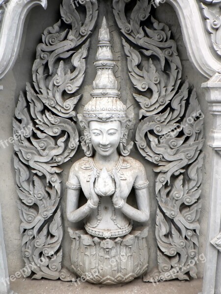 Thailand Divinity Sculpture Alcove Buddhism