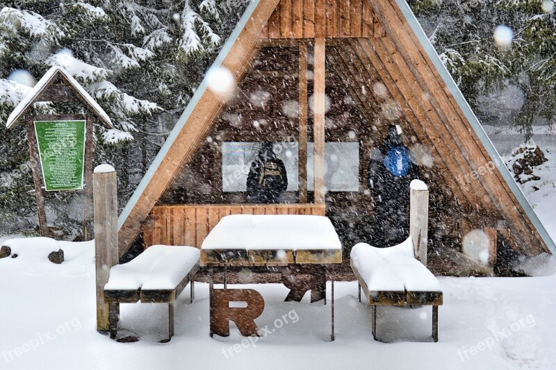 Rennsteig Hut Mountain Hut Snow Snowfall