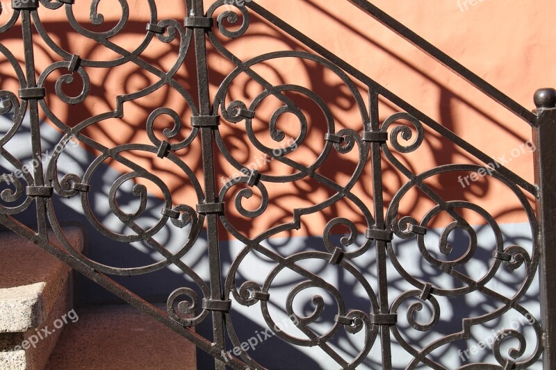 Staircase Detail Banister Shadows Free Photos