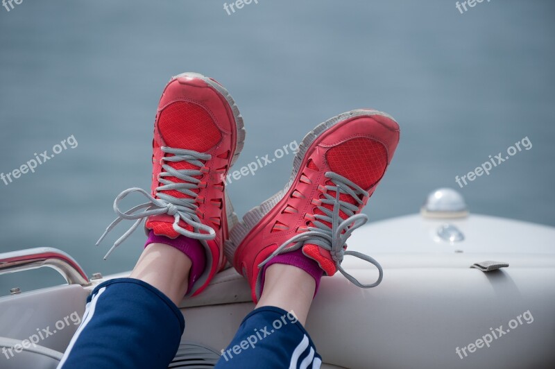 Feet Red Relaxation Sailing Shoes