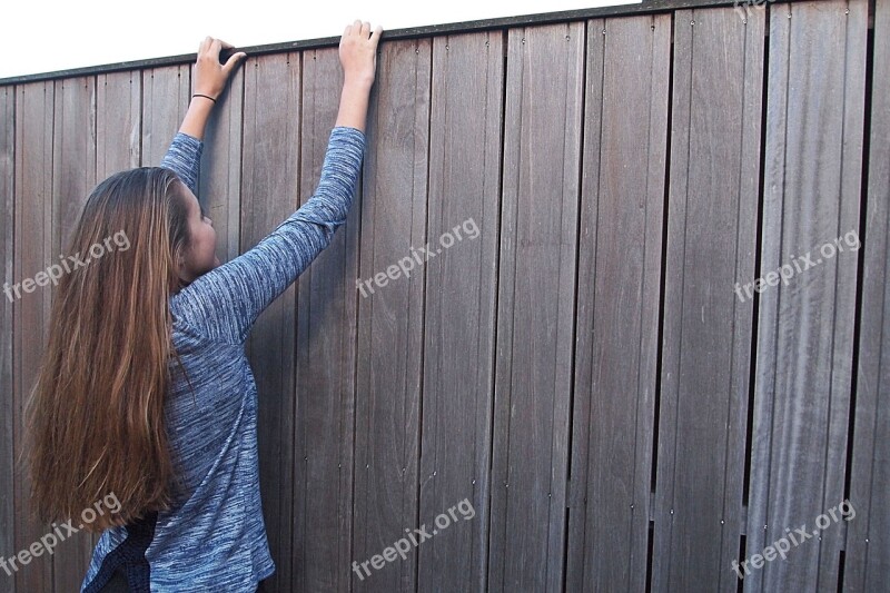 Girl Long Hair Blonde Climbing Effort