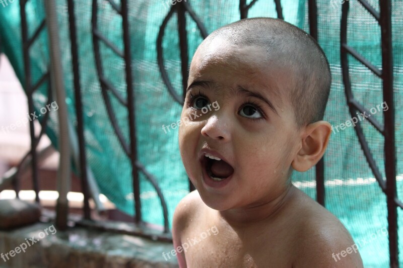 Girl Child Bathing Smiling Happy Childhood