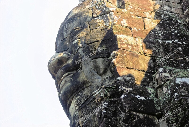 Cambodia Angkor Bayon Temple Face