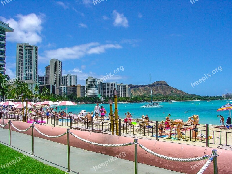 Diamond Head Oahu Beach Ocean Coast