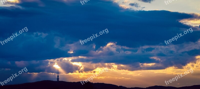 In The Evening The Sky Blue Orange Chamois