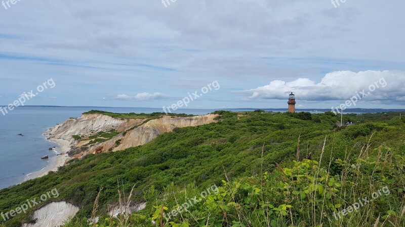 Lighthouse Martha's Vineyard Ocean Gay Head Light Free Photos