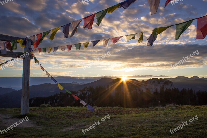 Alpine Sunrise Sunset Mountains Clouds