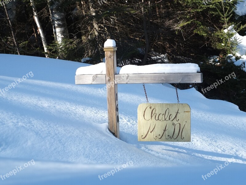 Snow Winter Chalet Sign Free Photos