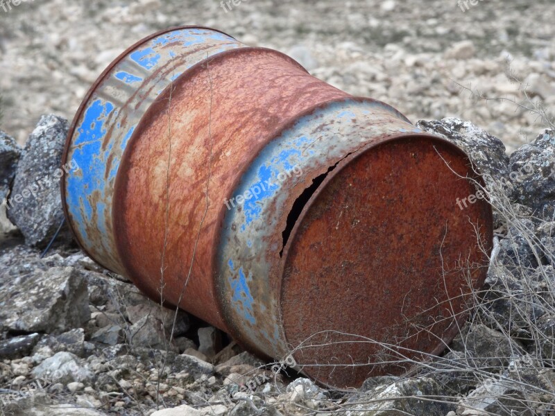 Drum Fuel Abandoned Rusty Landfill