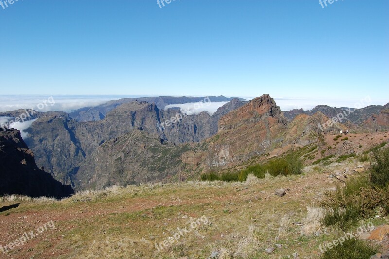 Madera Mountains Clouds Pico Ruivo Landscape