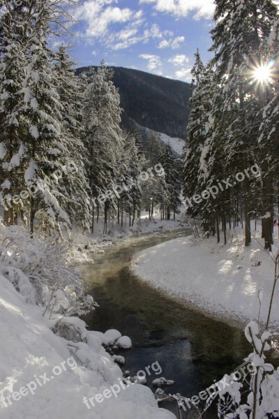 Bach Snow Wintry Deep Snow Water