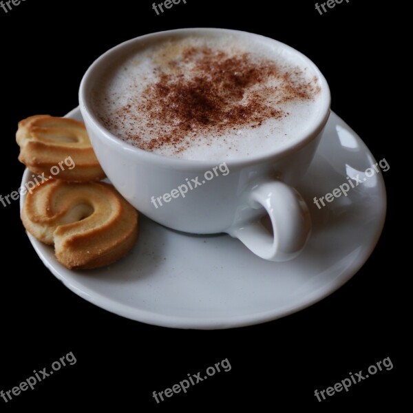 Cup Coffee Cookies Milchschaum Café Au Lait