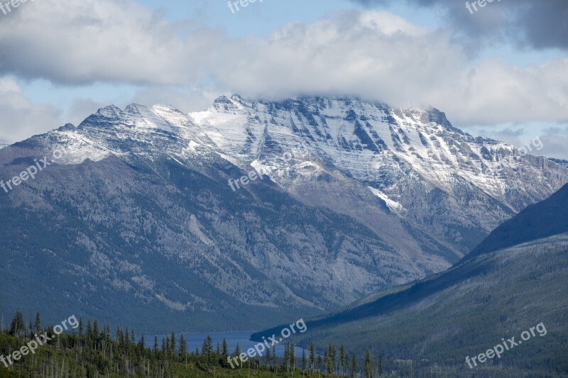 Glacier National Park Clouds Mountain Landscape Rocky Mountains