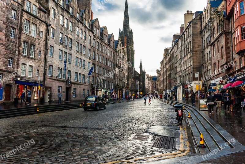 Edinburgh Street Rain Taxi Free Photos