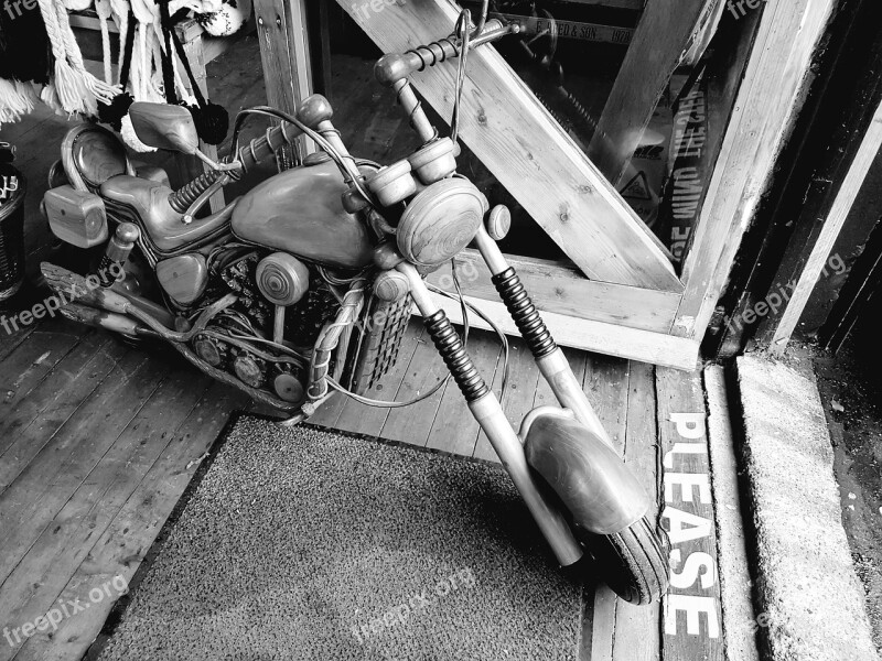 Bike Wooden Black And White Greyscale Old Fashioned