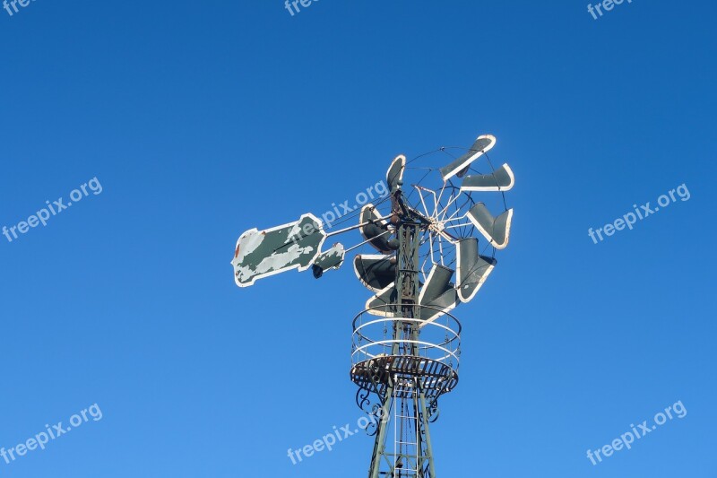 Pinwheel Windmill Sky Blue Old