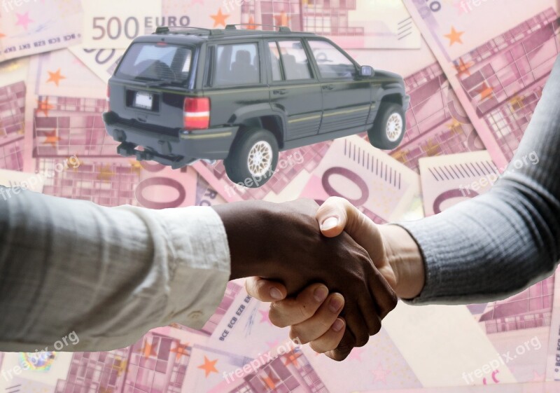 Car Sale Euro Bills Handshake