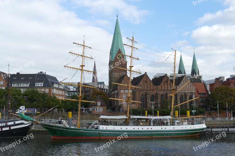 Bremen Weser River Bank Ship