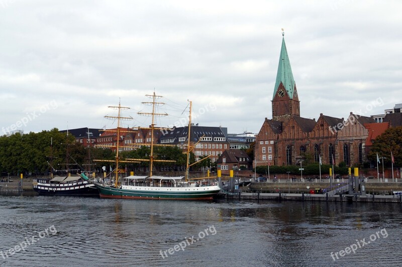 Bremen Weser River Bank Ship