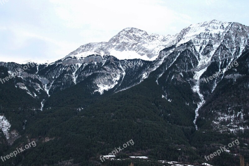 Mountain Pyrenees Autumn Snow Greatness