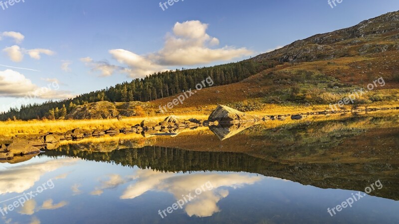 Snowdonia Lake Landscape Natural Snowdon