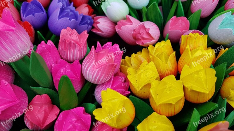 Wooden Tulips Artificial Flowers Souvenirs Holland Netherlands