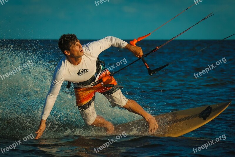 Kitesurfing Kite Boarding Beach Ocean Free Photos