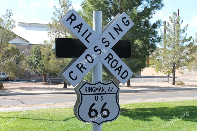 Railroad Crossing Route 66 Usa Arizona