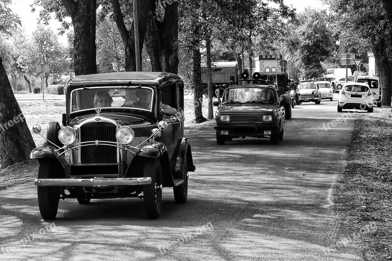 Black And White Auto Oldtimer Historically Opel