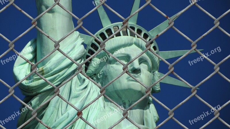 Statue Of Liberty Refugee Crisis Fence Refugee Crisis