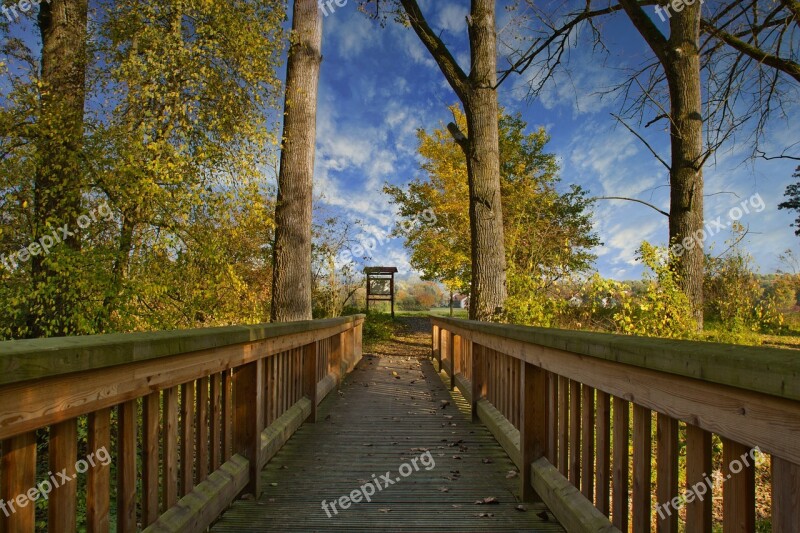 Autumn Bridge Landscape Nature River