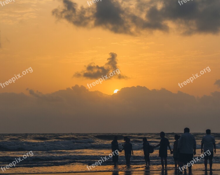 Nature Sunset People Beach Ocean