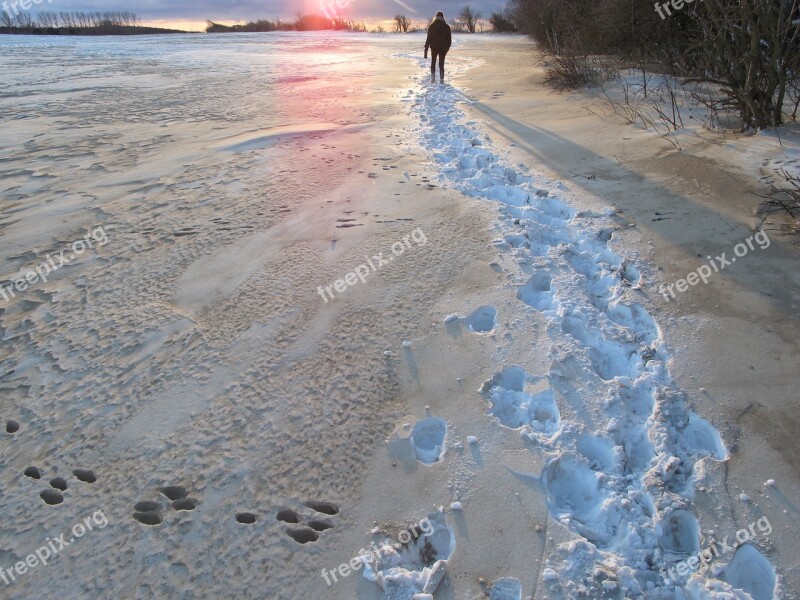 Snow Sunset W Wintry Dusk