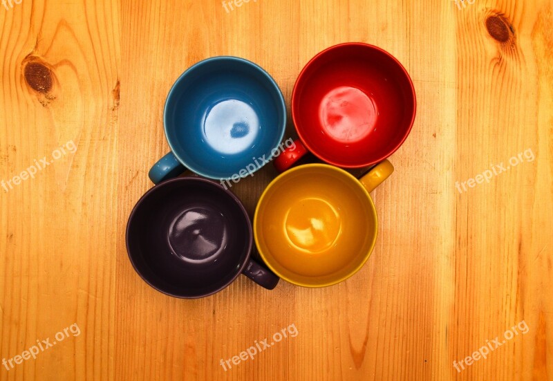 Cup Glass Color Table Wood