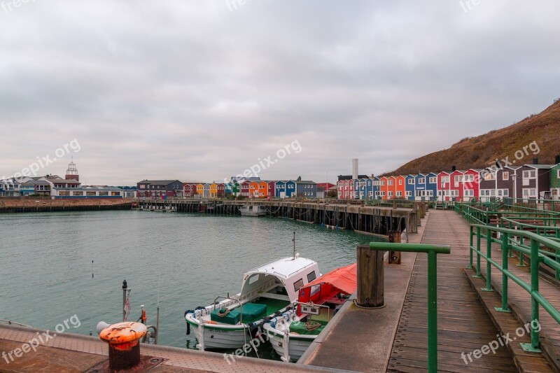 Helgoland Lobster Shacks Coast North Sea Colourful Houses