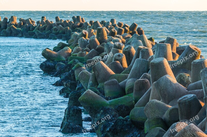 Breakwater Concrete Sea Coast Beach