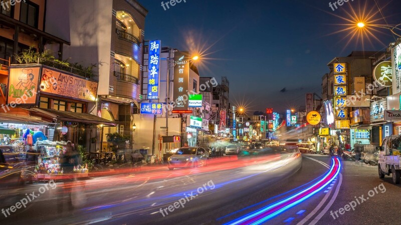 Taiwan Night View Taipei Road Automotive