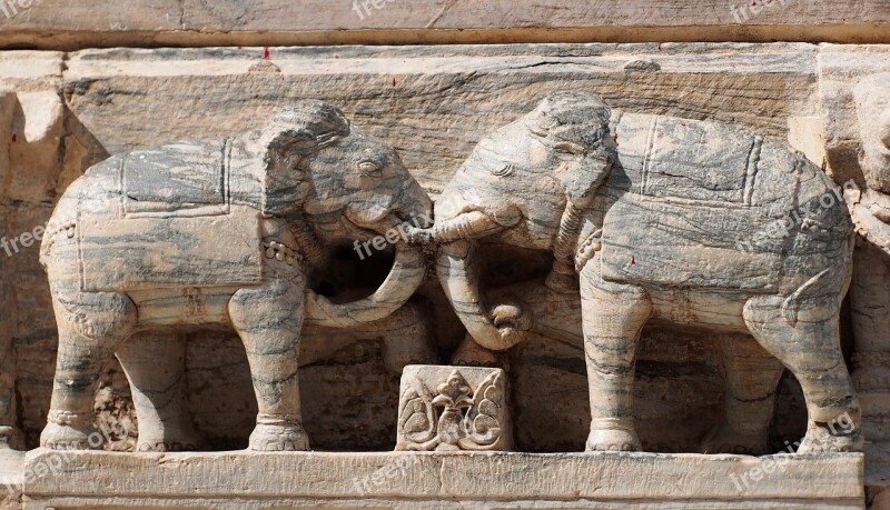 Elephant Temple Architecture Frescoes Sculptures