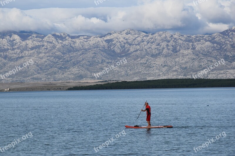 Water Croatia Landscape Sea Surfboard