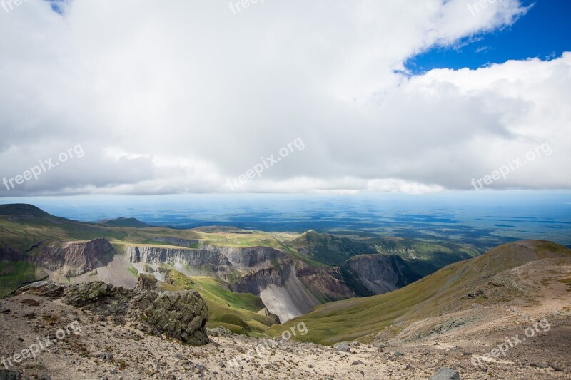 Changbai Mountain The Clouds Blue Sky Overlooking The Free Photos