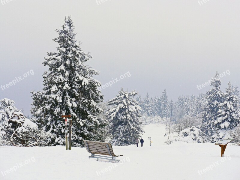 Winter Hike Hochsauerland Kahler Asten Plateau Bench