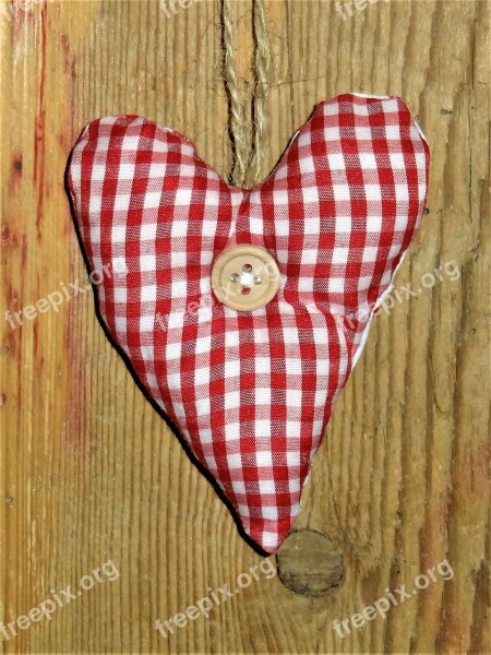 Heart Red White Rural Handmade